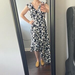 Lulu's Black and White Ruffled Maxi Wrap Dress, size XL